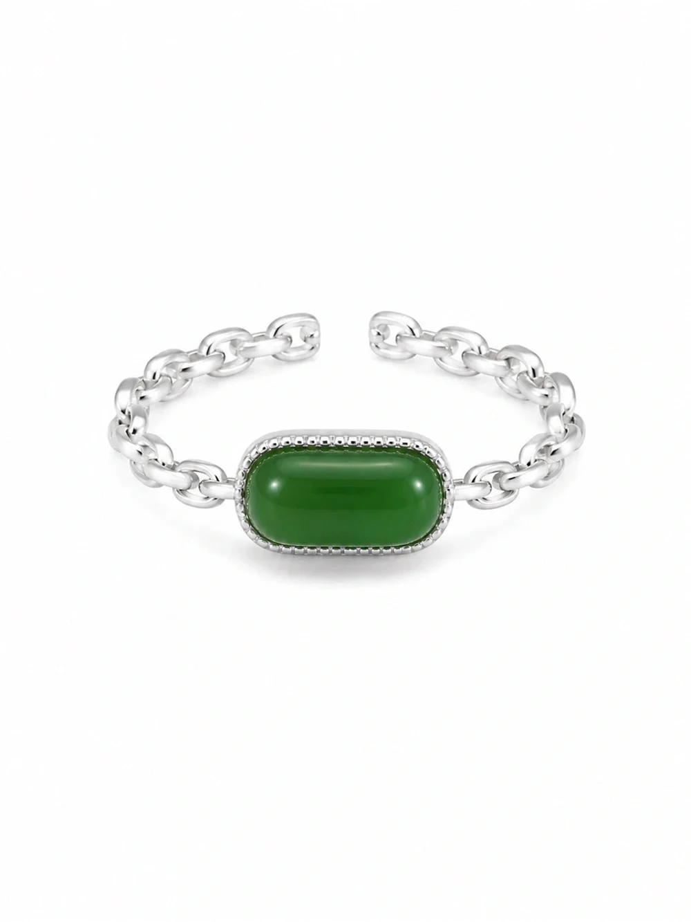 Jade Paperclip Ring (S925) R102